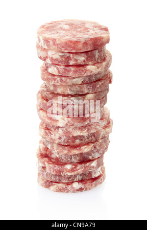 Fette di salame pila Foto Stock