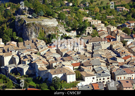 Francia, Drome, Drome Provencale, Chatillon en Diois (vista aerea) Foto Stock