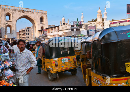 Autorickshaws Hyderabad centro città di Andhra Pradesh in India Foto Stock