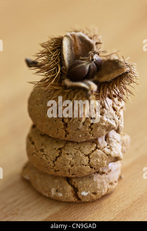 Francia, Ardeche, Saint Privat e castagni, amaretti, il châtaignettes Foto Stock