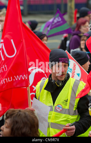 Unite picchetti durante l'N30 giorno di azione, Leeds Foto Stock