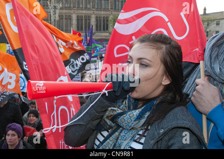 Unite picchetti durante l'N30 giorno di azione, Leeds Foto Stock