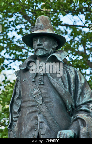 Governatore William Bradford Plymouth Massachusetts Cyrus Dallin scultore, Bradford Garden Foto Stock