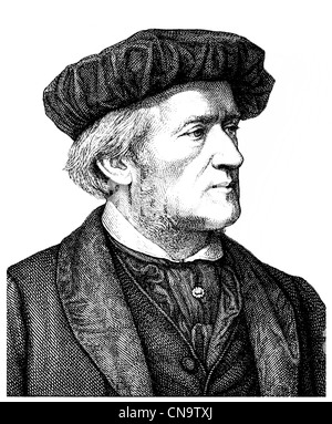 Wilhelm Richard Wagner 1813 - 1883, un compositore tedesco, drammaturgo, filosofo, poeta, scrittore, direttore del teatro e il conduttore Foto Stock