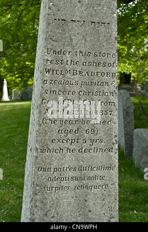 Plymouth Massachusetts, Burial Hill Cimitero. Luogo di sepoltura della maggior parte dei coloni originale della colonia di Plymouth. Foto Stock