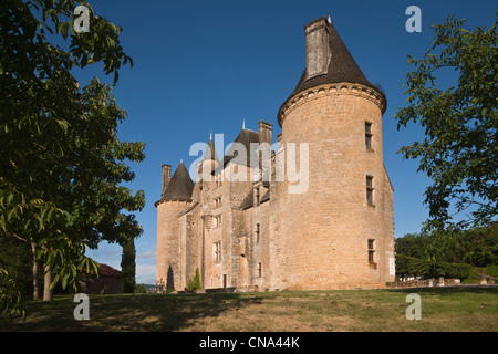 Francia, Lot, vicino a Saint Cere, Saint Jean Lespinasse, Le Chateau de Montal rinascimentale, la facciata nord Foto Stock