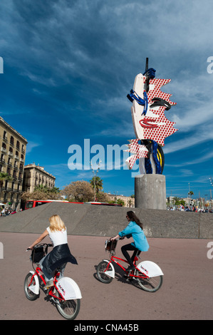 In Spagna, in Catalogna, Barcelona, Plaça d'Antoni Lopez, Barcellona scultura di testa di Roy Lichtenstein Foto Stock