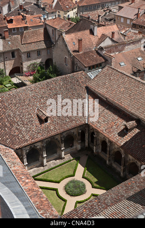 Francia, Lot, Cahors, vista del chiostro rinascimentale della Cattedrale di Santo Stefano che contiene la celeste Pre au il giardino Foto Stock