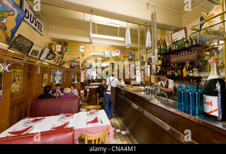 Francia, Rhone, Lione, storico sito elencato come patrimonio mondiale dall' UNESCO, Cafe des Federazioni Bouchon Lyonnais (tipico e Foto Stock