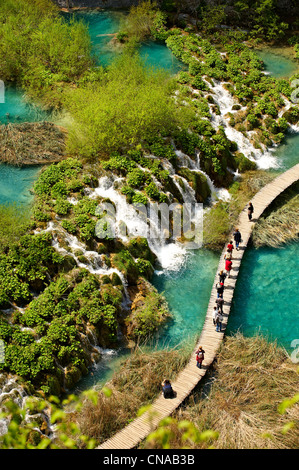 Laghi di Plitvice acqua minerale laghi e cascate. Laghi di Plitvice ( Plitvička ) Lakes National Park, Croazia. Un sito Patrimonio Mondiale dell'UNESCO