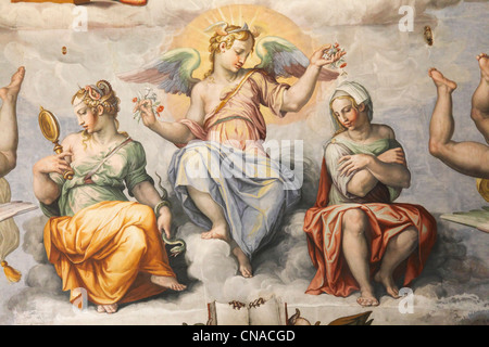 L'Italia, Toscana, Firenze, centro storico elencati come patrimonio mondiale dall' UNESCO, affreschi dipinti da Giorgio Vasari all'interno del Foto Stock