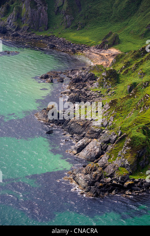 Regno Unito, Scozia, Ebridi Interne, isola di Islay, frastagliata linea costiera a sud di Port Ellen (vista aerea) Foto Stock