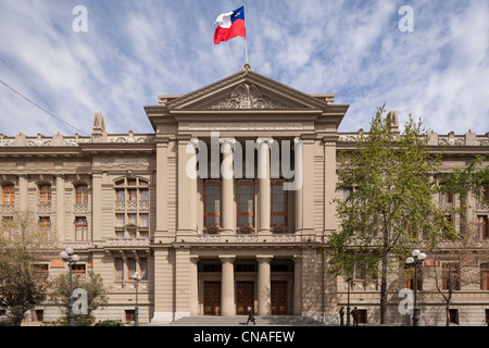 Corte suprema cilena edificio; Palazzo di Giustizia; Tribunales de Justicia, in Santiago de Cile Foto Stock