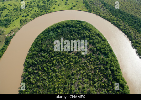 Ansa del fiume Wami a nord di Bagamoyo, vista aerea, Regione di Pwani, Tanzania Foto Stock