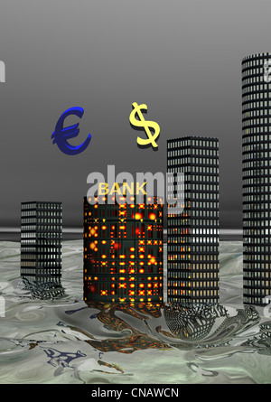 Euro ed edifici Foto Stock