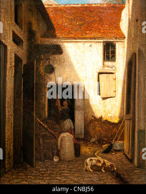 L'Aia - La cour de ferme da Alexandre Gabriel Decamps 1803 - 1860 Francia - Francese Foto Stock