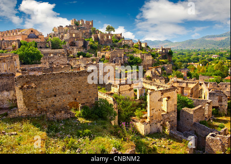 Kayaköy (Kayakoy) o Karmylassos, abbandonato scambio greco villaggio di 1923 8km da Fethiye in Turchia Foto Stock