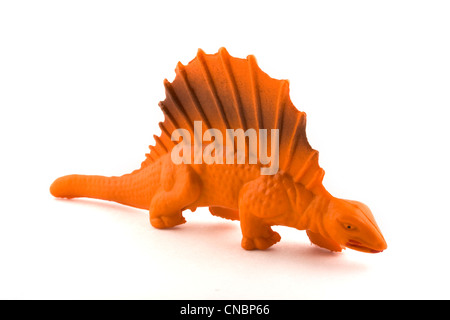 Giocattolo dinosauro di plastica su bianco Foto Stock