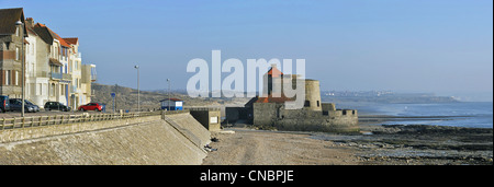 Fort Mahon sulla spiaggia a Ambleteuse, Côte d'Opale / Opal Coast, Francia Foto Stock