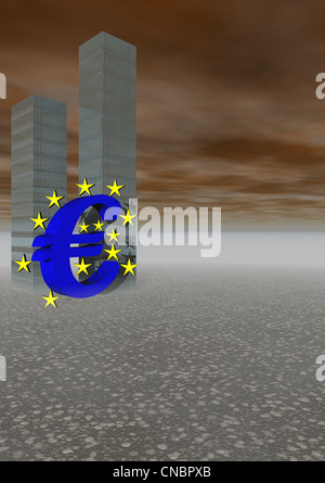 Euro e crise ed edifici Foto Stock
