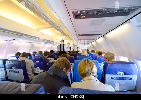 All'interno di un Boeing 737-300 aerei operati da BMI Baby Foto Stock