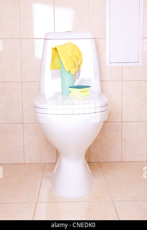 Strumenti sanitari per pulire il wc Foto stock - Alamy