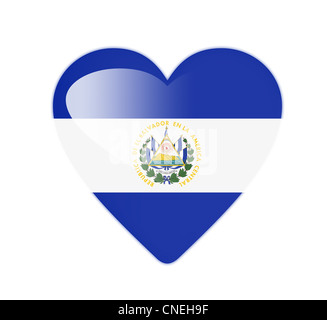 El Salvador 3D a forma di cuore ad bandiera Foto Stock