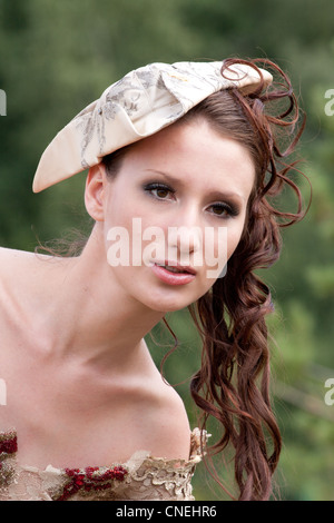 Bella Donna con perle ritratto Foto Stock