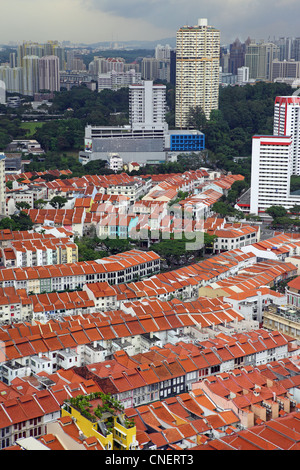 Vista aerea guardando verso Chinatown di Singapore. Foto Stock