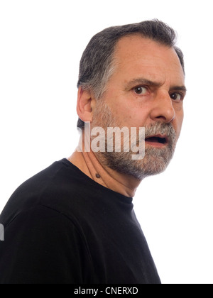 Ritratto di una sorpresa uomo di mezza età con la barba Foto Stock