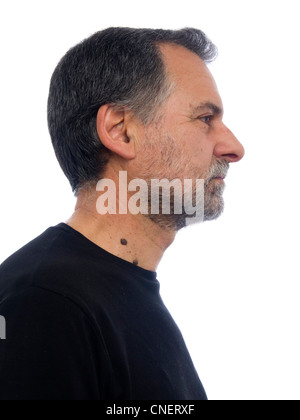 Ritratto di profilo di un barbuto uomo di mezza età Foto Stock