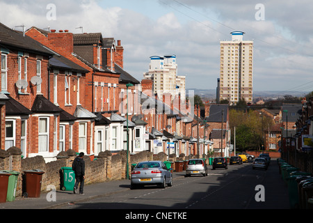 Case su una strada di Lenton, Nottingham, Inghilterra, Regno Unito Foto Stock