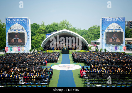 I laureati presso la Johns Hopkins University graduazione 2011 a Baltimore Foto Stock