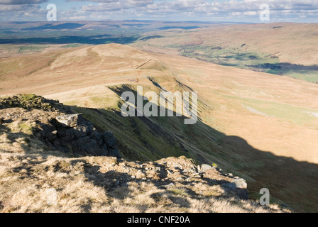 Vista dal cinghiale cadde ridge in alto Eden Valley in Cumbria Foto Stock