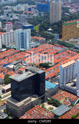 Vista aerea guardando verso Chinatown di Singapore. Foto Stock