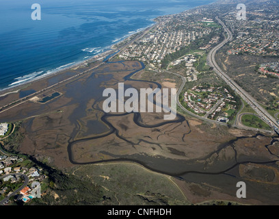 Fotografia aerea San Elijo Laguna, Cardiff, San Diego County, California Foto Stock