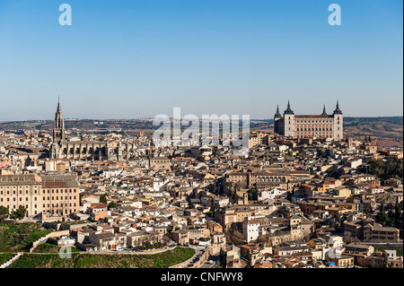 Paesaggio urbano e Alcazar, Toledo, Spagna Foto Stock