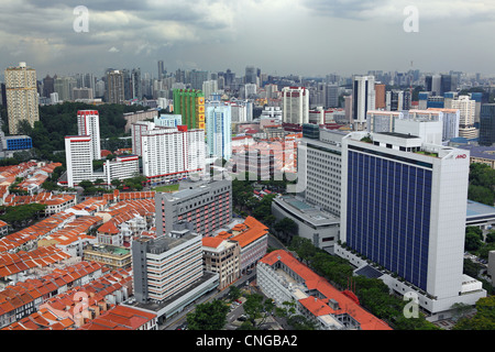 Vista aerea guardando verso Chinatown di Singapore Foto Stock