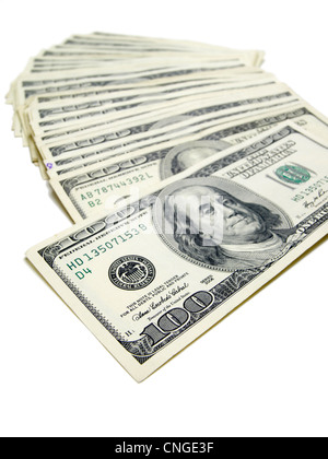 Pila di US $ 100 fatture del dollaro Foto Stock