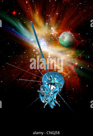 Lo spazio profondo di illustrazione della sonda Foto Stock