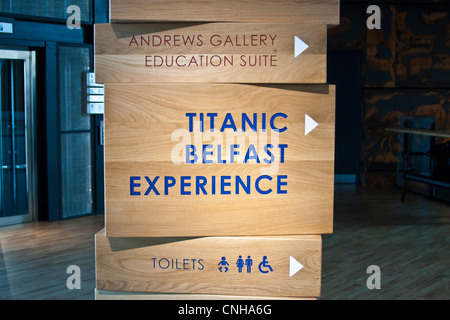 Sign in il Titanic Museum Belfast Foto Stock