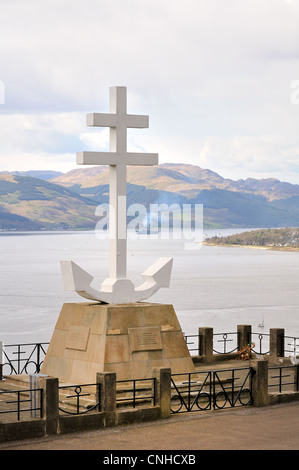 Croce di ancoraggio monumento eretto per commemorare il coraggioso free French Naval ufficiali uccisi durante il WW2 Foto Stock