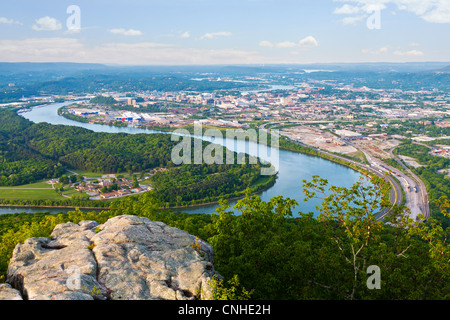 Vista di Chattanooga, Tennessee da Lookout Mountain Foto Stock