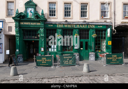 White Hart Inn pub sul Grassmarket, Edimburgo, Scozia Foto Stock