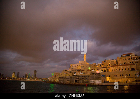 Fotografia del porto e la città vecchia di Jaffa di notte Foto Stock