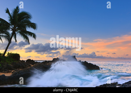 Alba alla Spiaggia Segreta, Kihei, Maui, Hawaii Foto Stock
