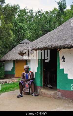 Xhosa village, Lesedi African Villaggio Culturale, Broederstroom, Johannesburg, provincia di Gauteng, Repubblica del Sud Africa Foto Stock