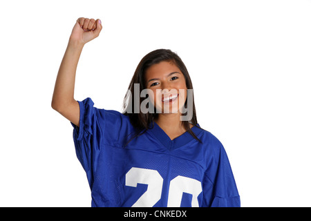 Teen il tifo per il suo team in un jersey Foto Stock