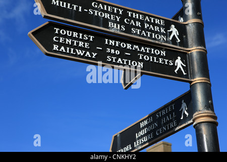 Informazioni turistiche la segnaletica nell'Ayrshire città di Ayr Foto Stock