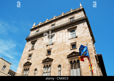 Palau de la Generalitat, un palazzo quattrocentesco in stile gotico, utilizzato come sede del governo regionale, la Generalitat Valenciana Foto Stock